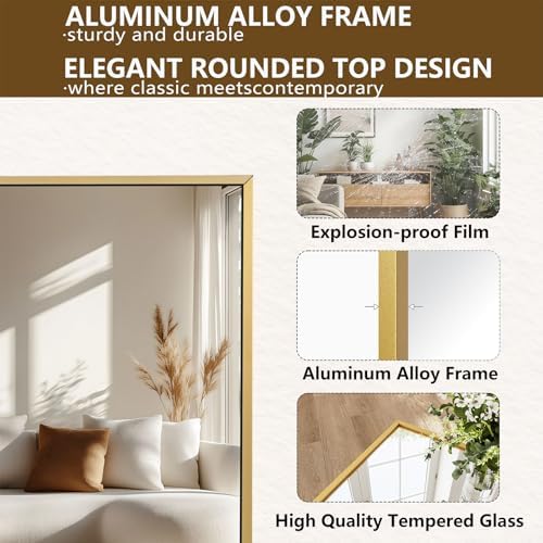 Koonmi 77"x38" Floor Mirror Full Length, Large Gold Mirror - Image 4