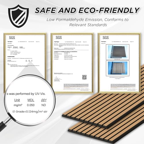 SMARTSTANDARD 4 Pack 106" x 12.6" Wood Slat Wall Panels, Light Brown - Image 7