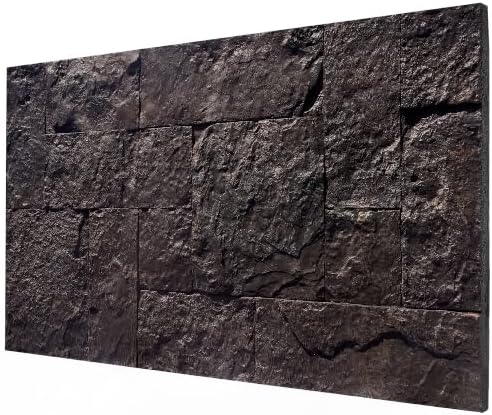 HOMCOM 8-Pack 3D Faux Stone Wall Panels Water-Resistant 4' x 2' Black by HOMCOM