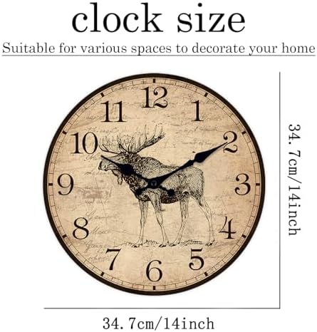 Moose Wooden Wall Clock 14 Inch Silent Non-Ticking - Image 6