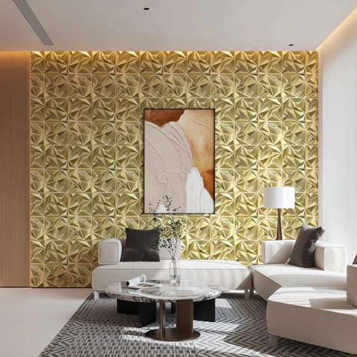 STICKGOO Diamond 3D Wall Panels, Champaign Gold, 33 Pack - Image 4
