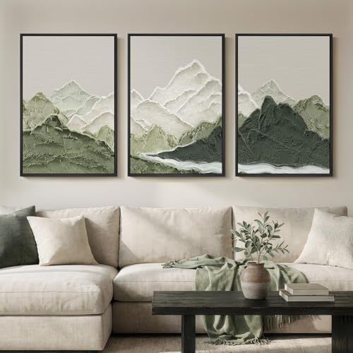 Framed Green Abstract Mountain Wall Art by Cuspin