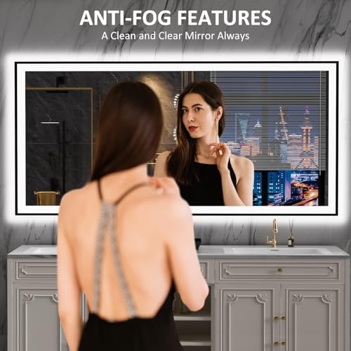 LOAAO 84"X32" LED Bathroom Mirror Black Framed - Image 2