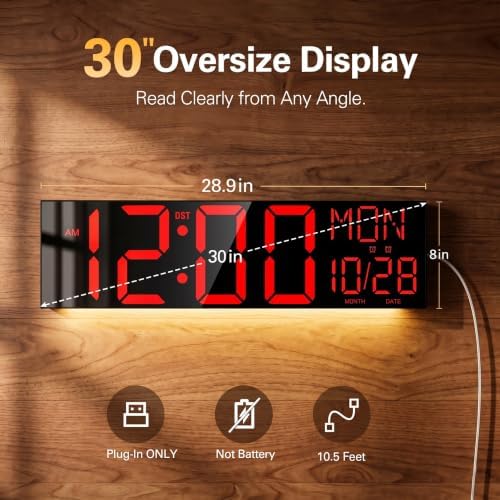 JALL 30" Oversize Digital Wall Clock - Image 2
