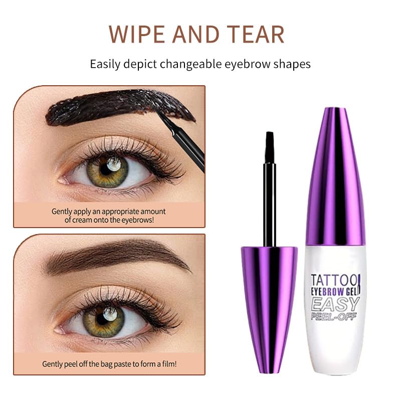 2Pcs Black Peel Off Brow Tint Gel - Waterproof & Sweatproof Tattoo Effect, Transfer-Resistant Multi-Day Wear, All Skin Types Mother’s Day Gift Set