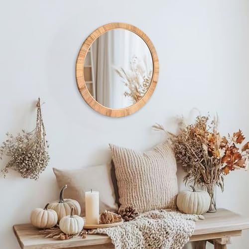 FUIN 25" Boho Chic Round Rattan Mirror - Image 5