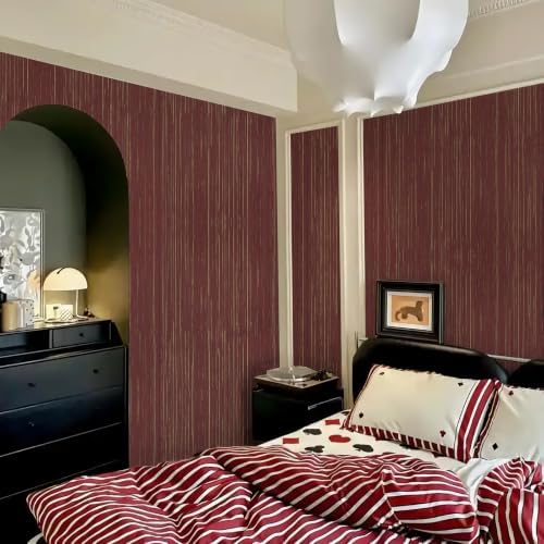 Grasscloth Peel and Stick Wallpaper Dark Red Textured Contact Paper - Image 2