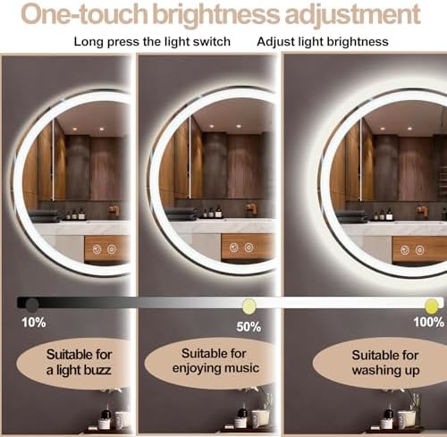 LTFUUAI 24" Round LED Bathroom Mirror - Image 3