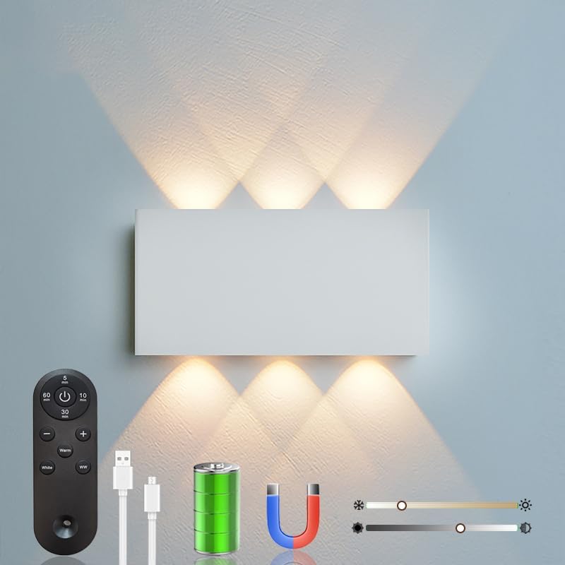 Shelprojsu LED Cordless Wall Sconce, 5200mAh Rechargeable Battery Operated Wall by ShelprojsuLEDWallSconce