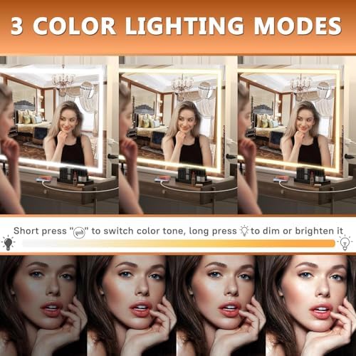 Hasipu Vanity Mirror with Lights, Lighted Makeup Mirror with Dimmable 3 Modes - Image 3