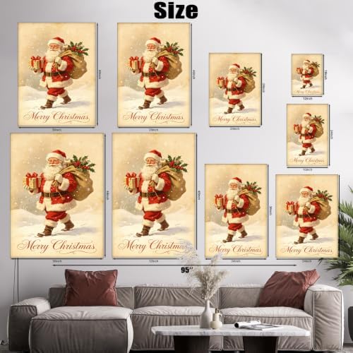 AVANT GARDE CANVAS Christmas Canvas Wall Art, Vintage Santa Holding Gift Box - Image 6