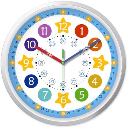 XFM Blue Kids Wall Clock 8 Inch Silent Space Theme by XFMWallClock