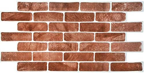 Dundee Deco PG7064 Vintage Brown Faux Brick, 3.4 ft x 1.6 ft, PVC 3D Wall Panel - Image 3
