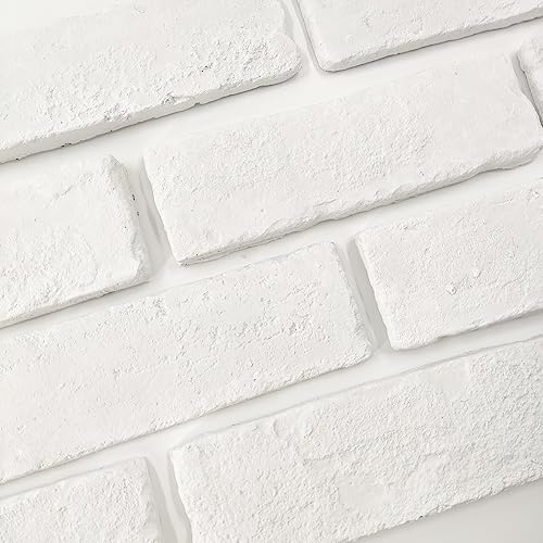 40 Pcs White Thin Brick Veneers, 2.4" x 7.9" Wall Brick, 3D Faux Brick - Image 3