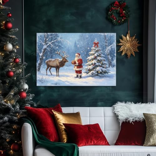 AVANT GARDE CANVAS Christmas Canvas Wall Art, Santa Claus Giving Gift to - Image 2