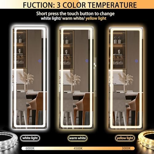 Hasipu Full Length Mirror with Lights, Full Body Dressing Standing, Hanging - Image 3