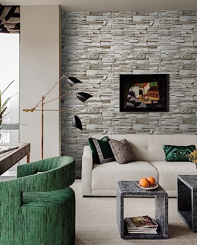Timeet Stone Peel and Stick Wallpaper 17.3 x 197in Brick Wallpaper - Image 6