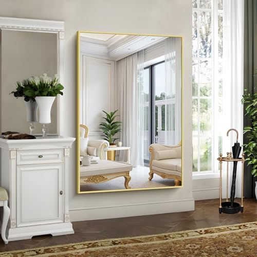 YIROMAN Bathroom Mirror 60"x40", Large Brushed Gold Bathroom Mirror - Image 4