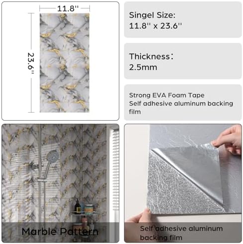 Marble Peel and Stick Backsplash 23.6 x11.8 in - Image 6