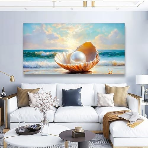 Seashells Pearls Pictures Canvas Wall Art Living Room Office Bedroom Wall Decor - Image 3