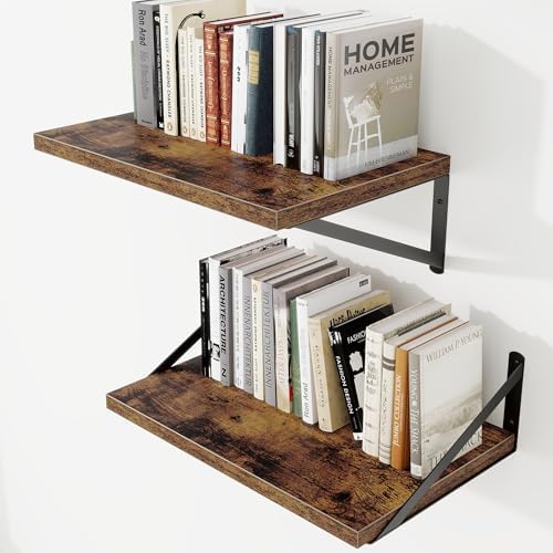 Deep Wall Shelves 16"W x 12"D Engineered Wood Floating Shelves by Venusmiles