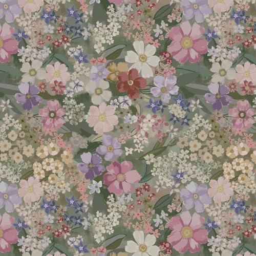 Ismoon Floral Peel and Stick Wallpaper Vintage Wallpaper 17.3in x 32.8ft by Ismoon