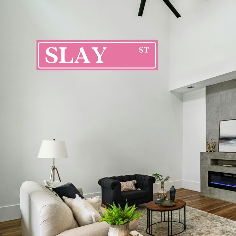 Slay St Tin Sign Preppy Room Decor Funny Pink Poster Street Sign Pink Room Decor - Image 3