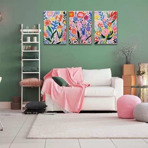 TBKHUDBI Henri Matisse Wall Art Colorful Floral Painting Canvas Prints Set of 3 - Image 4