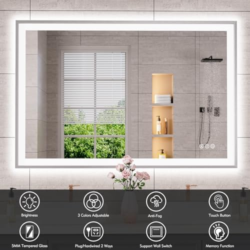 48x32 Inch LED Bathroom Mirror - Image 2
