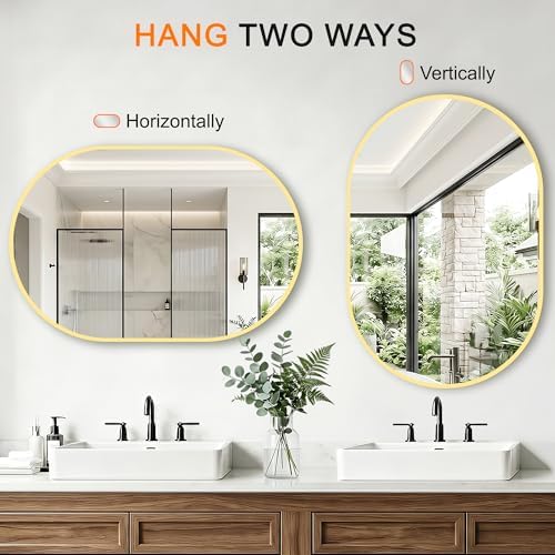 Oval Bathroom Mirror, 2 Pack 20"x30" Gold Vanity Mirror - Image 3
