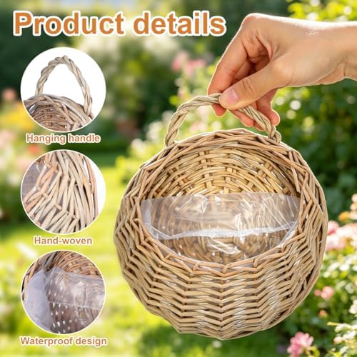 DOITOOL 2 Pcs Rattan Wall Baskets, 18 cm Woven Hanging Planters - Image 5