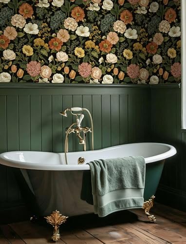 Dark Vintage Floral Peel and Stick Wallpaper Floral and Leaf Contact Paper - Image 6