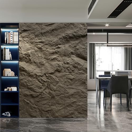 KASARO 3D Faux Stone Wall Panels, 4 Pack PU Wainscoting Grey - Image 5