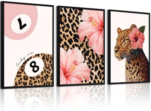 Pink Cheetah Wall Art Leopard Y2k Canvas Wall Decor Trendy Cheetah Poster by Youillne