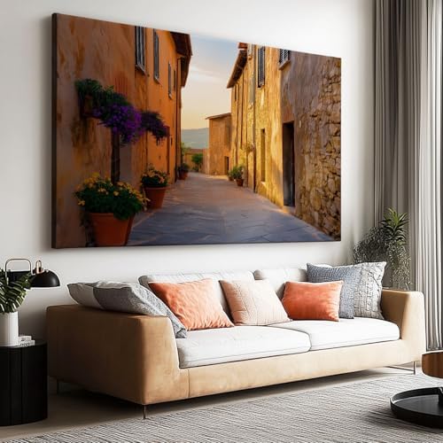 Canvas Wall Art Romantic Vintage Street View Canvas Pictures by Unknown
