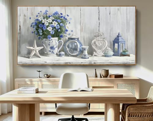 Nicetop Oversized Framed Floral Canvas Print Wall Art - Image 4