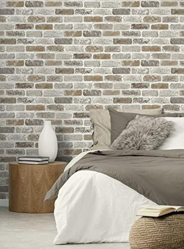 NextWall Washed Faux Brick Peel and Stick Wallpaper - Image 2
