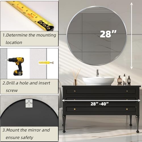 Round Bathroom Mirror, Circle Mirror, 1 Pack - Image 4