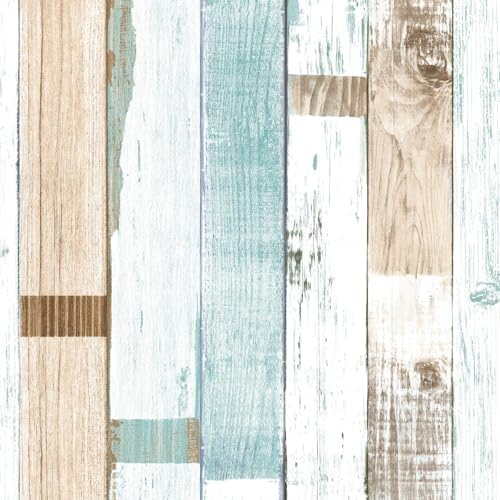 Yun-aeon Natural Wood-Light Blue Contact Paper Peel and Stick Wallpaper by YUN-aeonPeelandStickWall