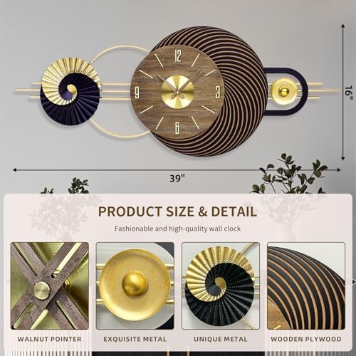 39x16 Inch Oversized Wall Clock Battery Operated, Modern Statement Decor - Image 2