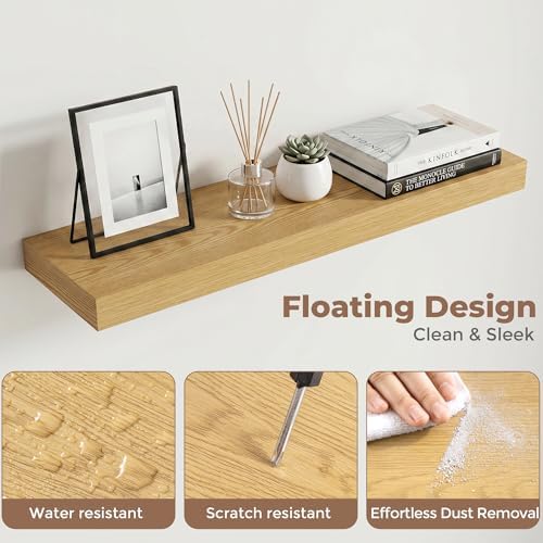 30 Inch Floating Shelves for Wall, Oak Finish - Image 4