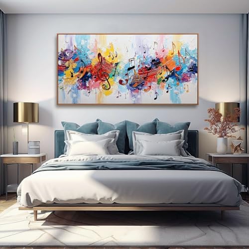 Large Abstract Wall Art For Living Room Colorful Musical Note Canvas Art Wall - Image 6