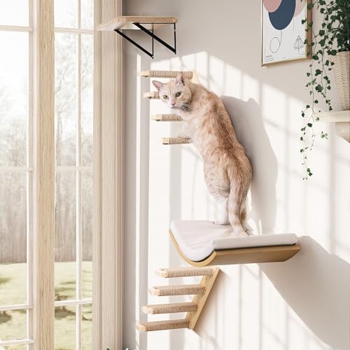 Wooden Cat Wall Steps Shelves Set, Wall Mounted Cats Shelves - Image 5