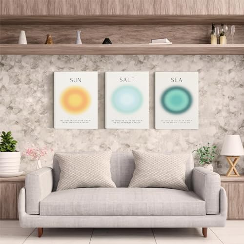 Framed Set of 3 Aura Beach Wall Art Sun Salt Sea Aura Aesthetic Wall Decor - Image 2