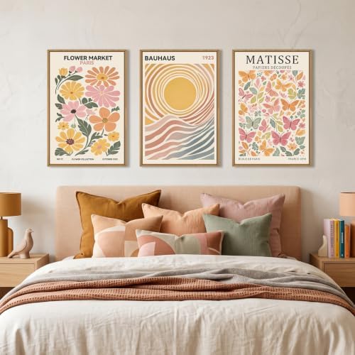 Boho Matisse Floral Framed Canvas Wall Art Set 16"x24"x3 - Image 4