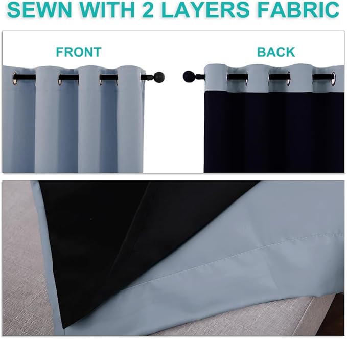NICETOWN Blackout Curtains 80 inches Long, Vintage Blue, 2 Pieces, Full Light - Image 5