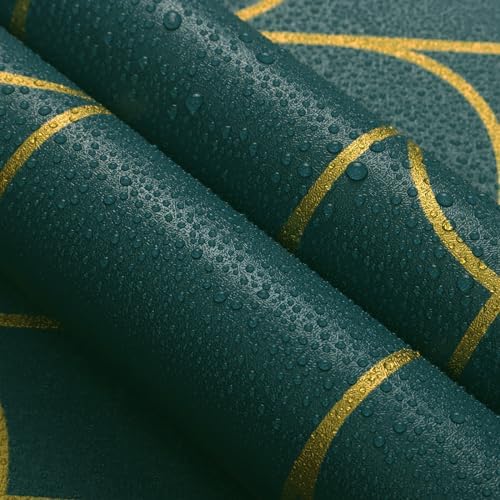 Yasinet Peel and Stick Wallpaper Green and Gold Wallpaper Modern Dark Green - Image 7
