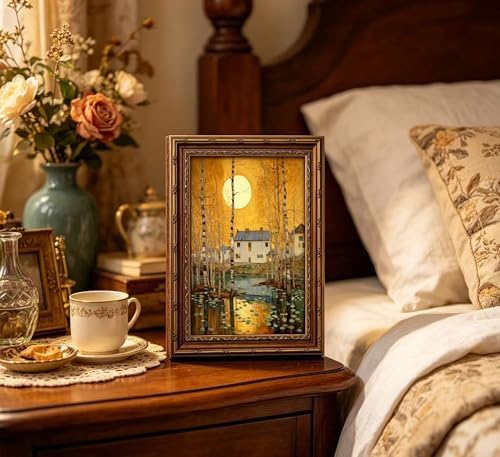 Vintage Gold Framed Minimalist Moon Canvas Wall Art，Retro Celestial Neutral - Image 6