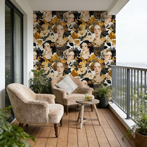 Vintage Floral Portrait Peel and Stick Wallpaper, Butterfly Wallpaper - Image 6