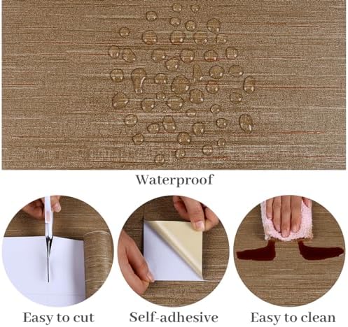 VaryPaper 15.7''x315'' Bronze Brown Grasscloth Wallpaper Peel and Stick - Image 6